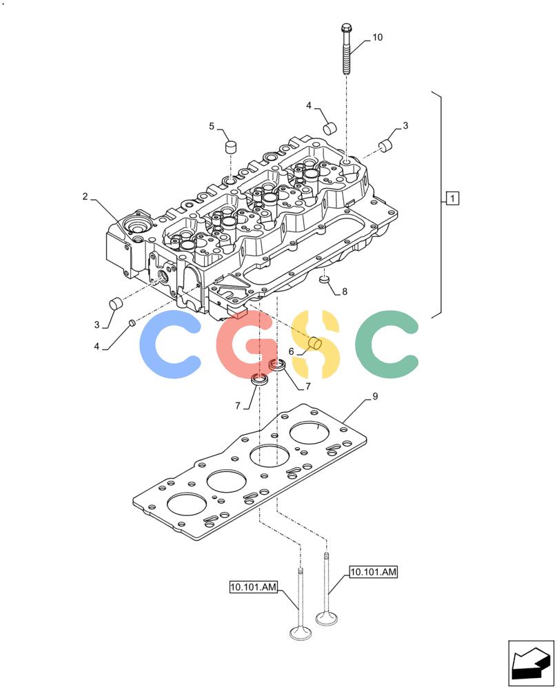 神钢零件查询(F4HFE413Y B001) - ENGINE 5801910277 47446991 GRAPE HARVESTER 7030/7030L/8030L T4B (5/14-12/15) (10.101.AA) - CYLINDER HEAD Kobelco