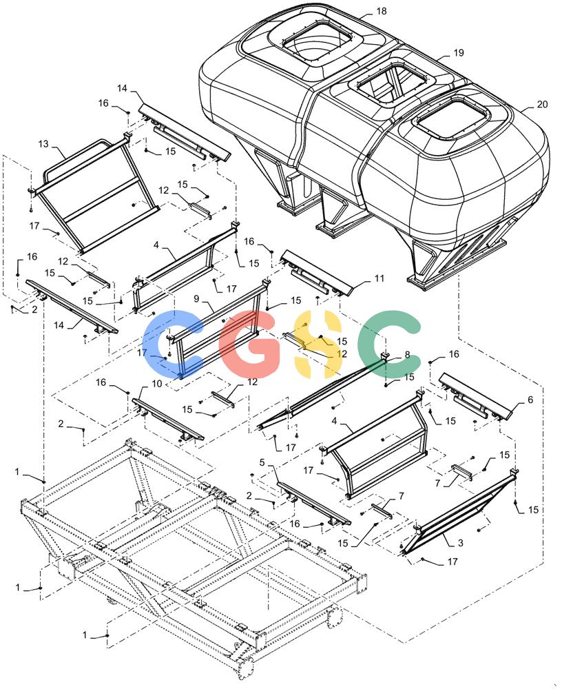 凯斯零件查询(4955) - PRECISION AIR CART (11/15-) (77.100.AC[08]) - TANK CRADLE 760 BUSHEL Case Agriculture