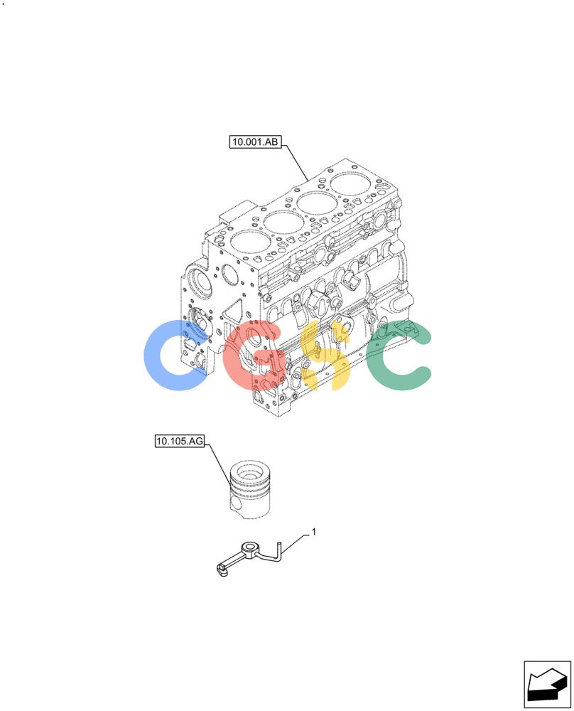 神钢零件查询(F4HFE413Y B001) - ENGINE 5801910277 47446991 GRAPE HARVESTER 7030/7030L/8030L T4B (5/14-12/15) (10.304.AR) - PISTON COOLING NOZZLE Kobelco