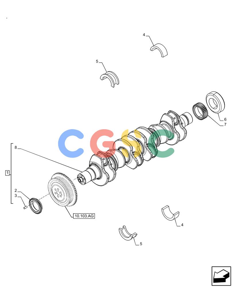 神钢零件查询(F4HFE413Y B001) - ENGINE 5801910277 47446991 GRAPE HARVESTER 7030/7030L/8030L T4B (5/14-12/15) (10.103.AA) - CRANKSHAFT Kobelco