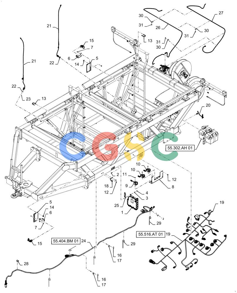 凯斯零件查询(4955) - PRECISION AIR CART (11/15-) (55.516.AA[01]) - 350 BUSHEL TOW BEHIND ELECTRICAL Case Agriculture