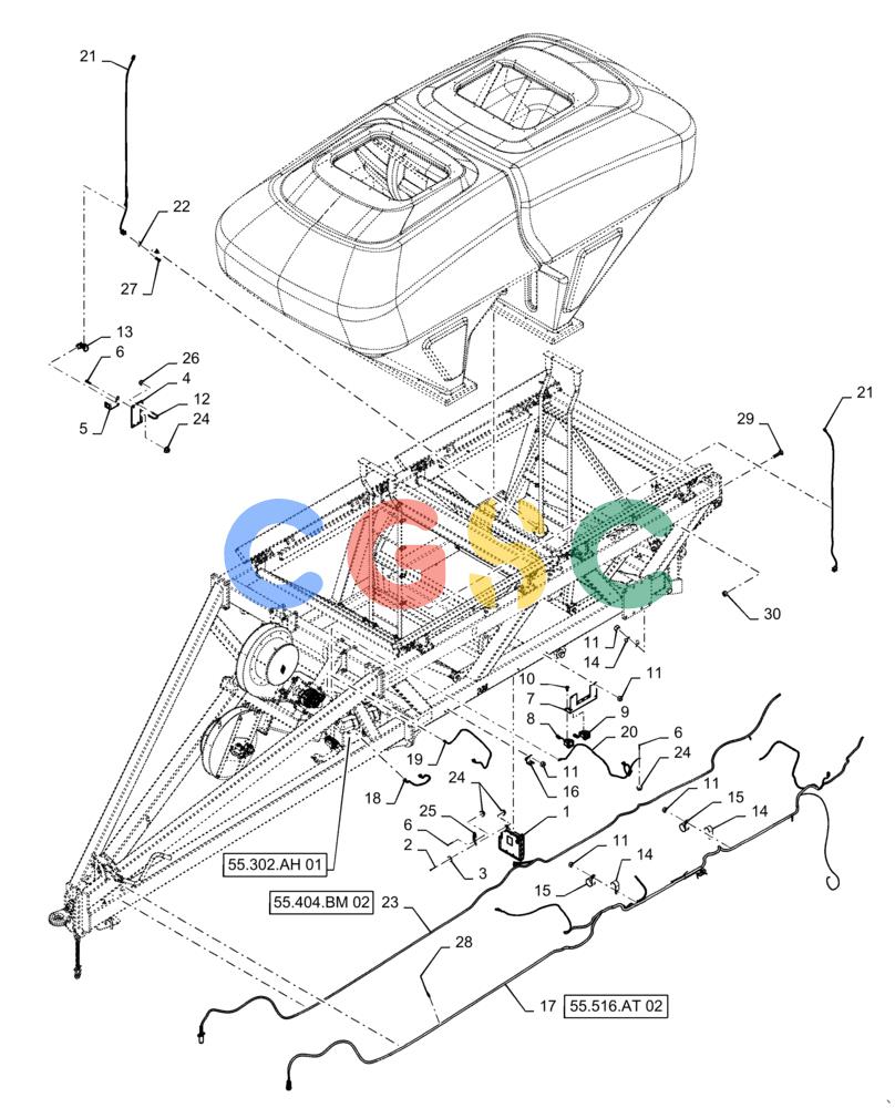凯斯零件查询(4955) - PRECISION AIR CART (11/15-) (55.516.AA[02]) - 350 BUSHEL TOW BETWEEN ELECTRICAL Case Agriculture