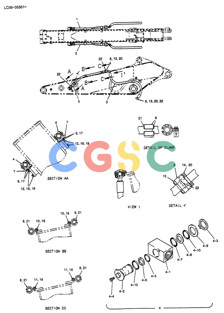 神钢零件查询(BREAKER) - NIBBLER/BREAKER ATTACHMENT - SK330, SK330LC DYNAMIC ACERA EXCAVATOR (9/04-) (02-013) - HYD LINES, ARM 2.6M (8FT 6IN) (NIBBLER & BREAKER) Kobelco