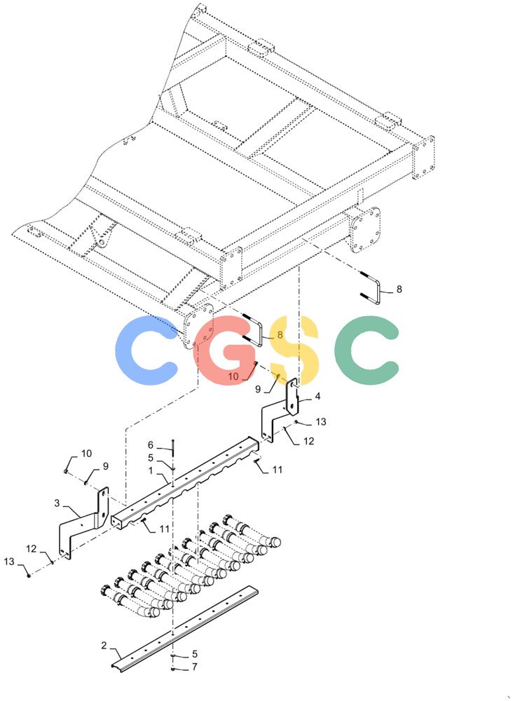 凯斯零件查询(3555) - PRECISION AIR CART (11/15-) (61.904.AB[16]) - METERING SEED TUBE MOUNT, 350, 435 BUSHEL 6 RUN, 555 BUSHEL 7 RUN, 350, 435, 555 BUSHEL 8 RUN SINGLE SHOOT, TOW BETWEEN Case Agriculture