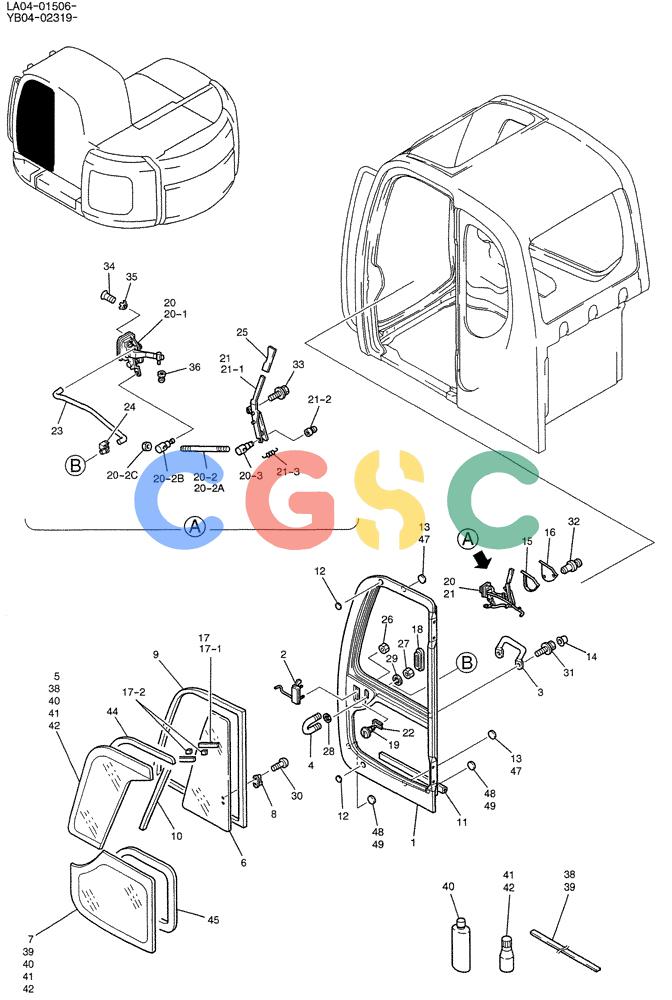纽荷兰零件查询(E200SRLC) - CRAWLER EXCAVATOR BTW LA04-01506 - LA04-01625 (01-039) - DOOR ASSY, CAB New Holland Constructuion