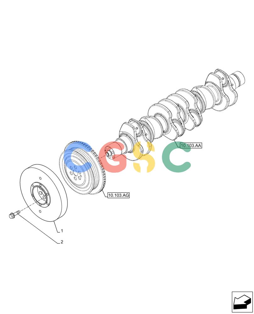 神钢零件查询(F4HFE613W B005) - ENGINE 5801751530 - 47538792 - TIER4B (1/15-) (10.110.AD) - CRANKSHAFT, DAMPER Kobelco