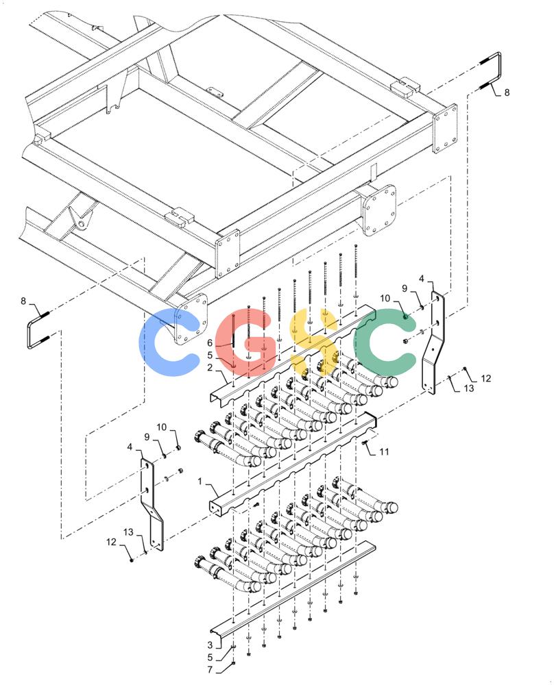 凯斯零件查询(4585) - PRECISION AIR CART (11/15-) (61.904.AB[20]) - METERING SEED TUBE MOUNT, 350 BUSHEL 6 RUN, 555, 580 BUSHEL 7 RUN, 350, 555, 580 BUSHEL 8 RUN DOUBLE SHOOT, TOW BEHIND Case Agriculture