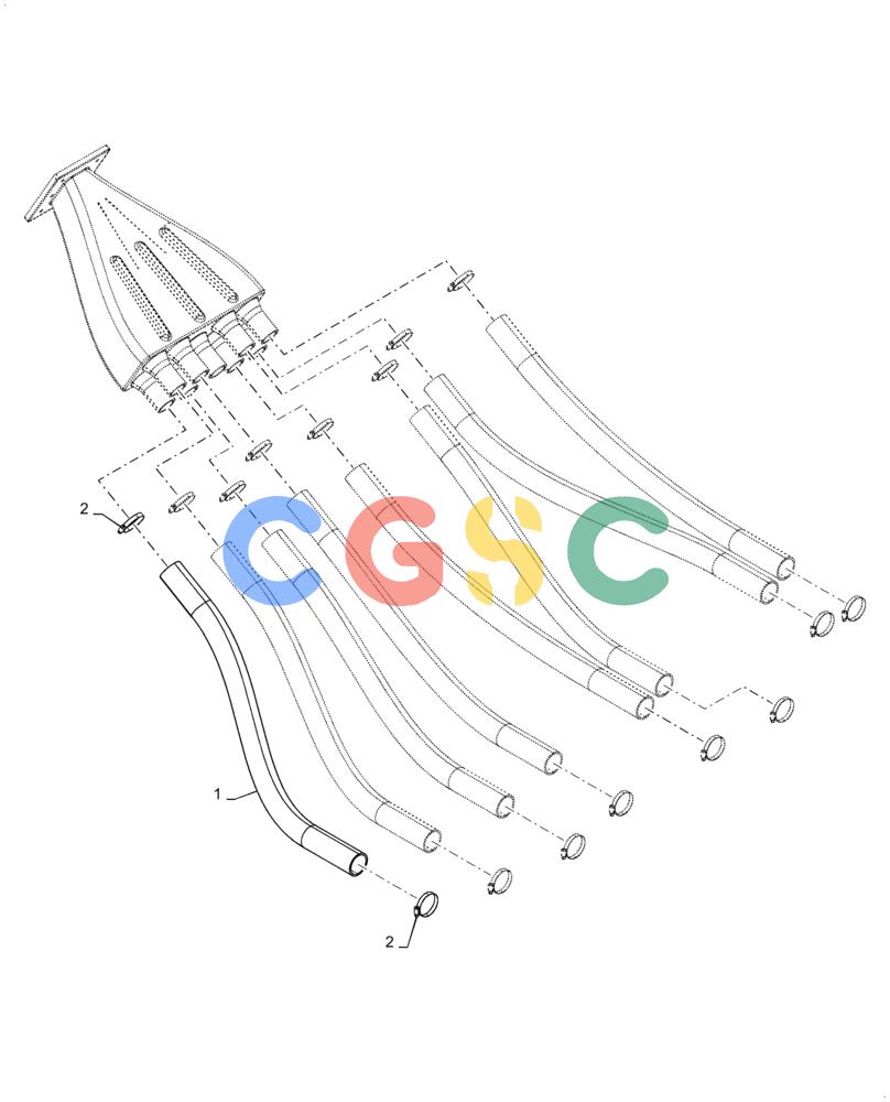 凯斯零件查询(3555) - PRECISION AIR CART (11/15-) (61.904.AB[05]) - METERING SEED SMALL HOSE, 555 BUSHEL, 8 RUN, SINGLE SHOOT, TOW BETWEEN Case Agriculture