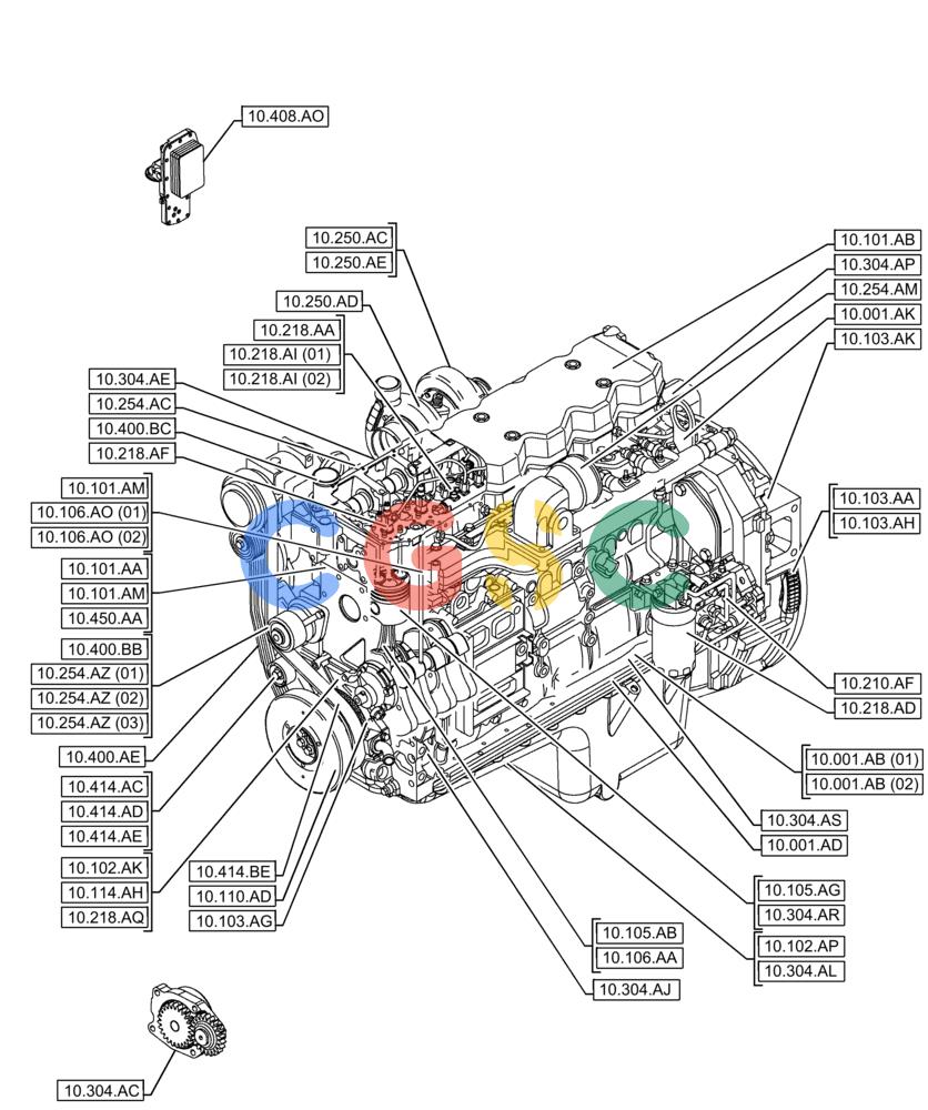 神钢零件查询(F4HFE6136 B003) - ENGINE 5801939277 47603479 SPRAYER PATRIOT 2250 T4B (7/15-) (00.000.10) - PICTORIAL INDEX - ENGINE Kobelco