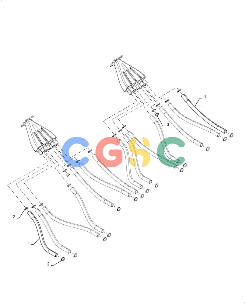 凯斯零件查询(4585) - PRECISION AIR CART (11/15-) (61.904.AB[08]) - METERING SEED SMALL HOSE, 555, 580 BUSHEL, 6 RUN, DOUBLE SHOOT, TOW BETWEEN Case Agriculture