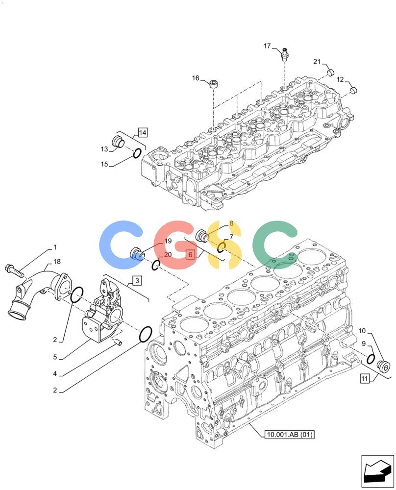 神钢零件查询(F4HFE613W B005) - ENGINE 5801751530 - 47538792 - TIER4B (1/15-) (10.400.AE) - ENGINE, COOLING SYSTEM LINE Kobelco
