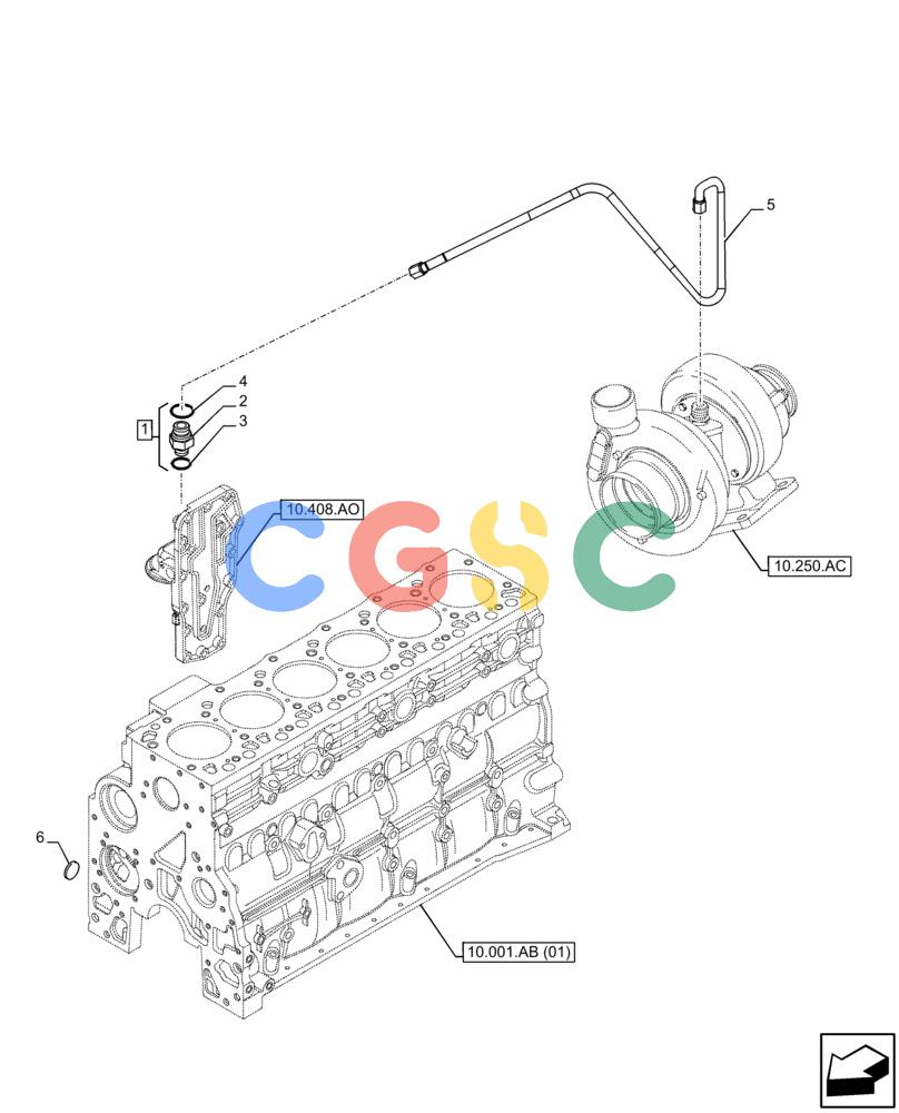 神钢零件查询(F4HFE613W B005) - ENGINE 5801751530 - 47538792 - TIER4B (1/15-) (10.250.AD) - TURBOCHARGER LINE Kobelco