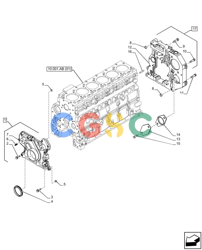 神钢零件查询(F4HFE613W B005) - ENGINE 5801751530 - 47538792 - TIER4B (1/15-) (10.102.AK) - CRANKCASE, COVER Kobelco