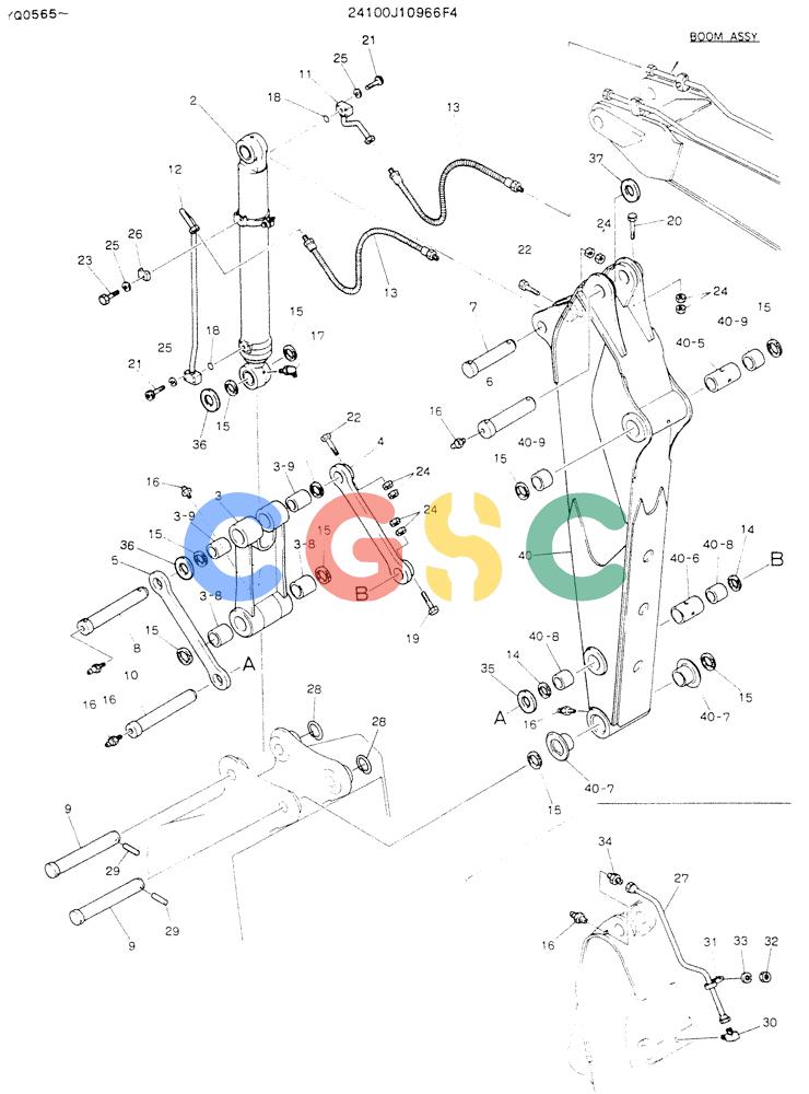 神钢零件查询(K907LC) - MARK II EXCAVATOR ASN YQ0565 (NA) (1/87-12/03) (09-005) - ARM ASSY, P/N 24100J10966F4 Kobelco