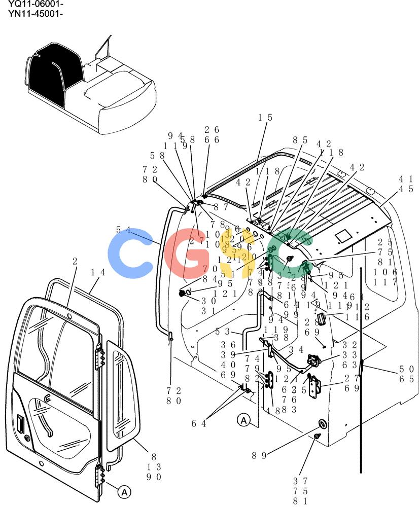 神钢零件查询(200-8) - EXCAVATOR S/N YN11-45001 - (1/06-12/09) (180-01-1) - CAB ASSY Kobelco