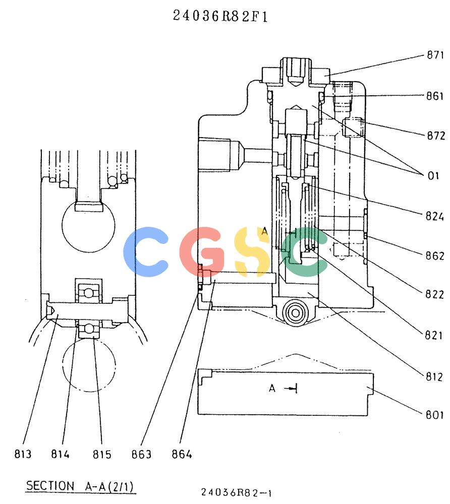 神钢零件查询(K909A) - EXCAVATOR ASN LQ0795 (1/83-12/03) (01-038) - CONVERTER ASSY, P/N 24036R82F1 Kobelco