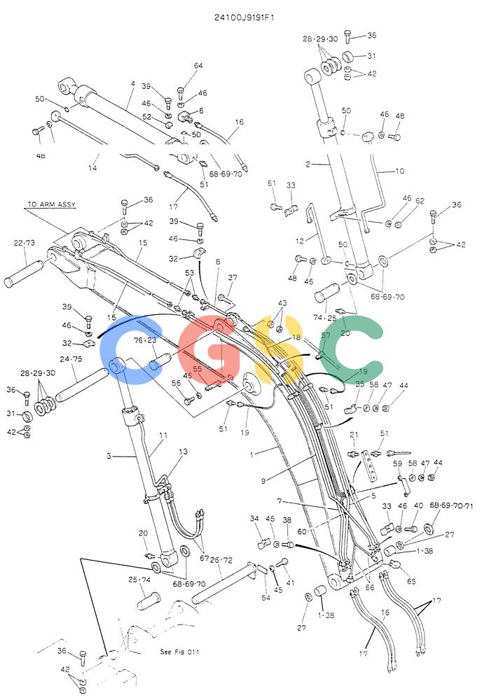 神钢零件查询(K904L) - MARK II EXCAVATOR BTW LX1501 - LX1525 (1/88-12/03) (07-001) - BOOM ASSY, 4.26M, P/N 24100J9191F1 Kobelco
