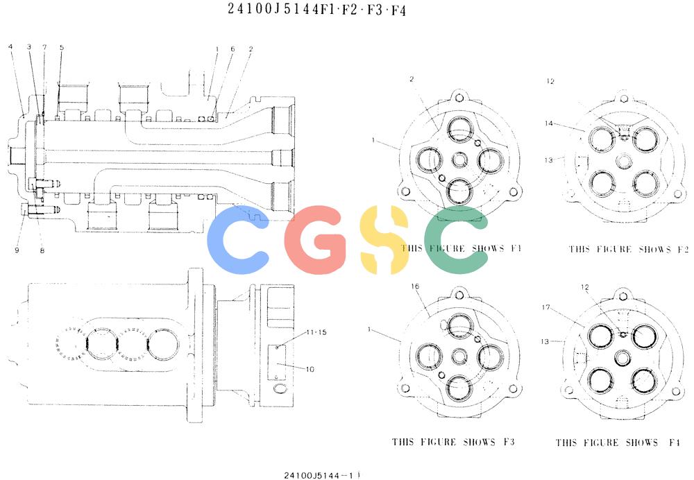 神钢零件查询(K907LC) - MARK II EXCAVATOR ASN YQ0565 (NA) (1/87-12/03) (11-068) - JOINT ASSY, SWIVEL, P/N 24100J5144F1-F4 Kobelco
