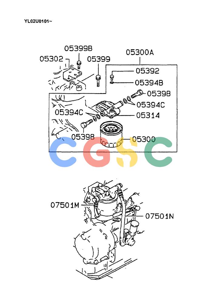 神钢零件查询(ED190LC) - BLADE RUNNER EXCAVATOR/DOZER BTW YL02U0101 - YL03U0135 (1/02-12/06) (07-019) - FUEL FILTER & HOSE Kobelco