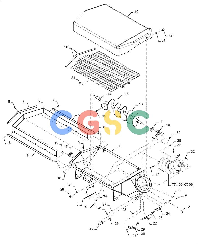 凯斯零件查询(4955) - PRECISION AIR CART (11/15-) (77.100.XX[07]) - HOPPER MANUAL AUGER 350/435/460 BUSHEL Case Agriculture