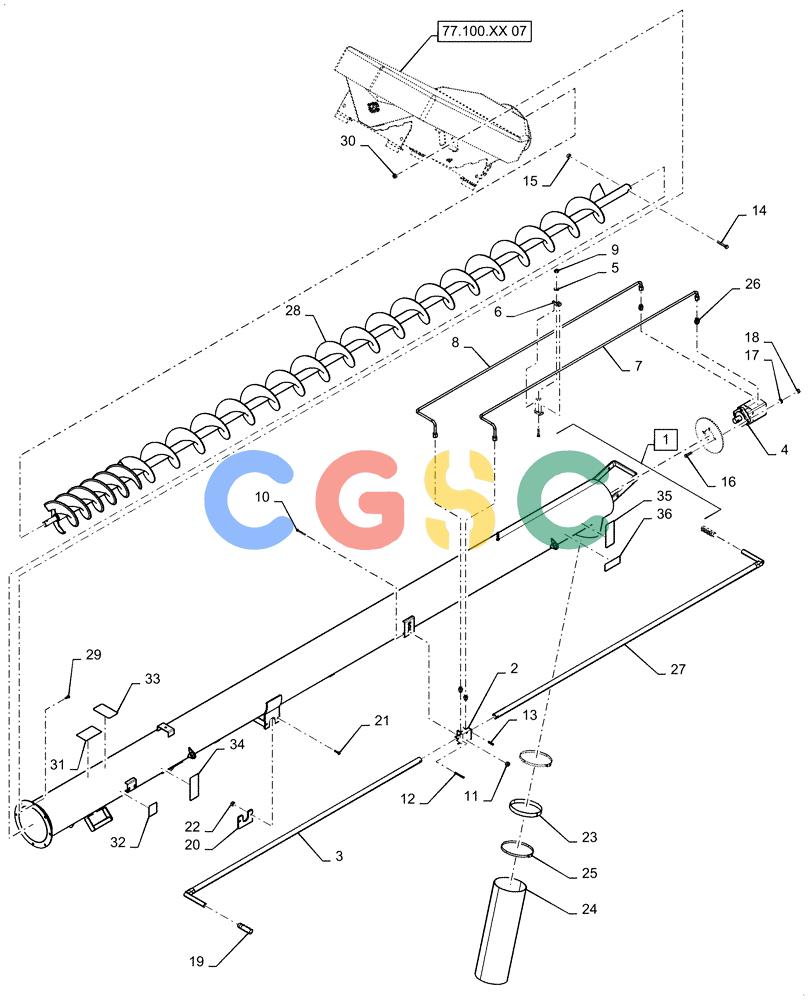 凯斯零件查询(4955) - PRECISION AIR CART (11/15-) (77.100.XX[06]) - MANUAL AUGER TUBE 10 INCH 350/435/460 BUSHEL Case Agriculture
