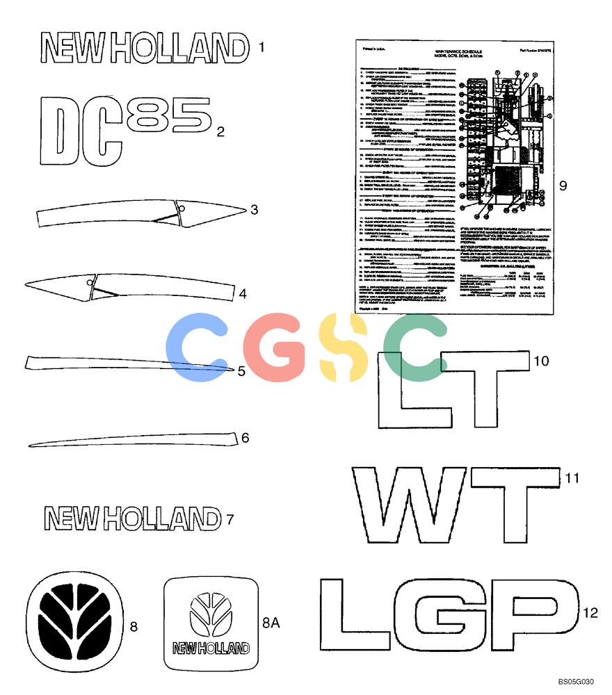 纽荷兰零件查询(DC85) - CRAWLER DOZER (8/04-) (09-51) - DECALS - CANADIAN FRENCH New Holland Constructuion