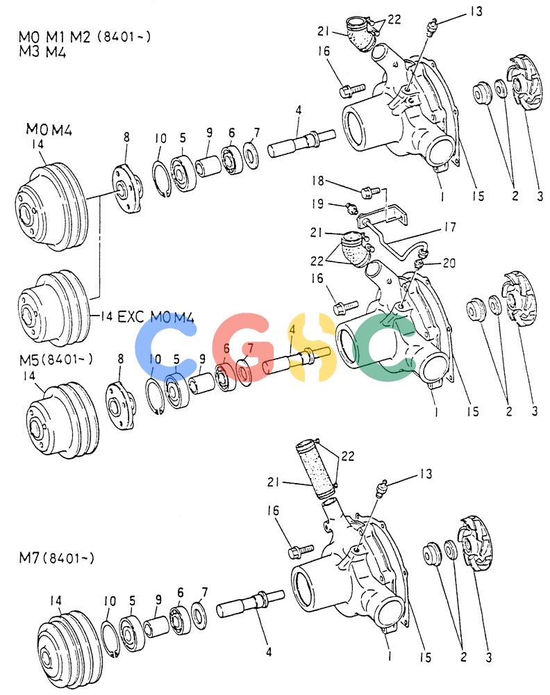 神钢零件查询(6D15) - MITSUBISHI DIESEL ENGINES - K907D & K907LC EXCAVATORS (1/86-12/06) (02-001[01]) - WATER PUMP Kobelco