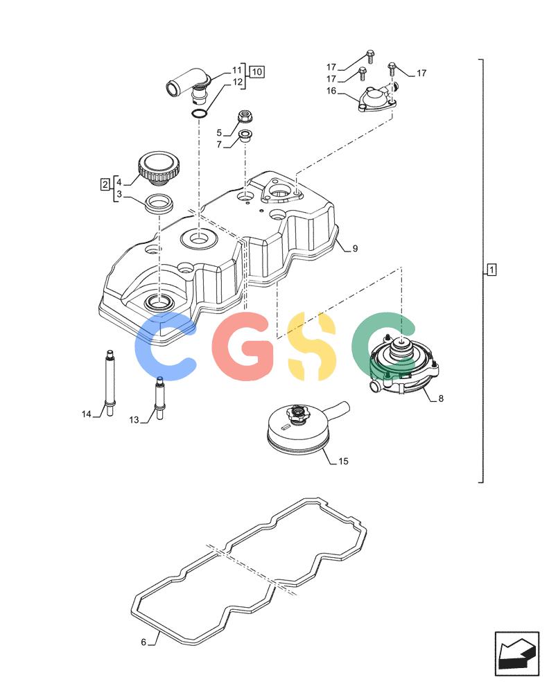 神钢零件查询(F4HFE613K B002) - ENGINE 5801731932 - 47519634 (2/14-) (10.101.AB[01]) - CYLINDER HEAD, COVER, UP TO SERIAL NUMBER 1462087 Kobelco