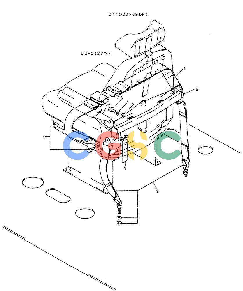 神钢零件查询(K935) - EXCAVATOR SUPPLEMENT ASN LU00154 (1/76-12/03) (02-023) - BELT ASSY, SEAT (FOR CANADA) Kobelco