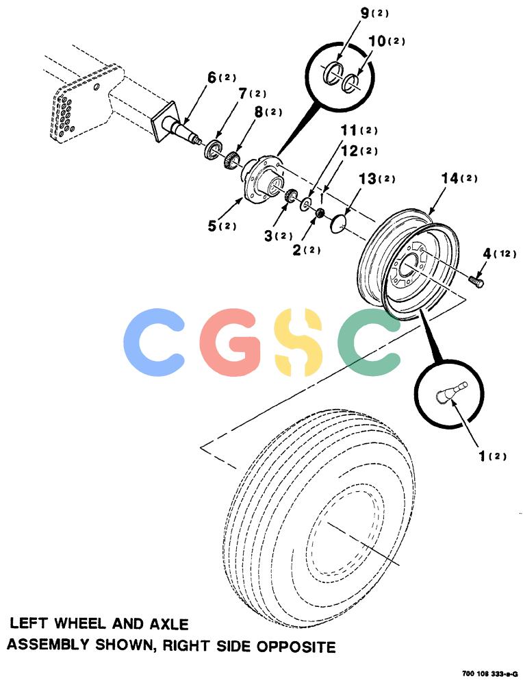 凯斯零件查询(8555) - CASE IH RECTANGULAR BALER (1/90-12/99) (07-04) - WHEEL, HUB AND AXLE ASSEMBLY Case Agriculture