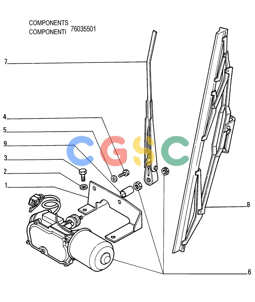 纽荷兰零件查询(FD255) - CRAWLER DOZER (N.A. VERSION) (7/95-) (9.652[16]) - ROPS CAB - REAR WINDSHIELD WIPER - OPTIONAL CODE 76035502 New Holland Constructuion