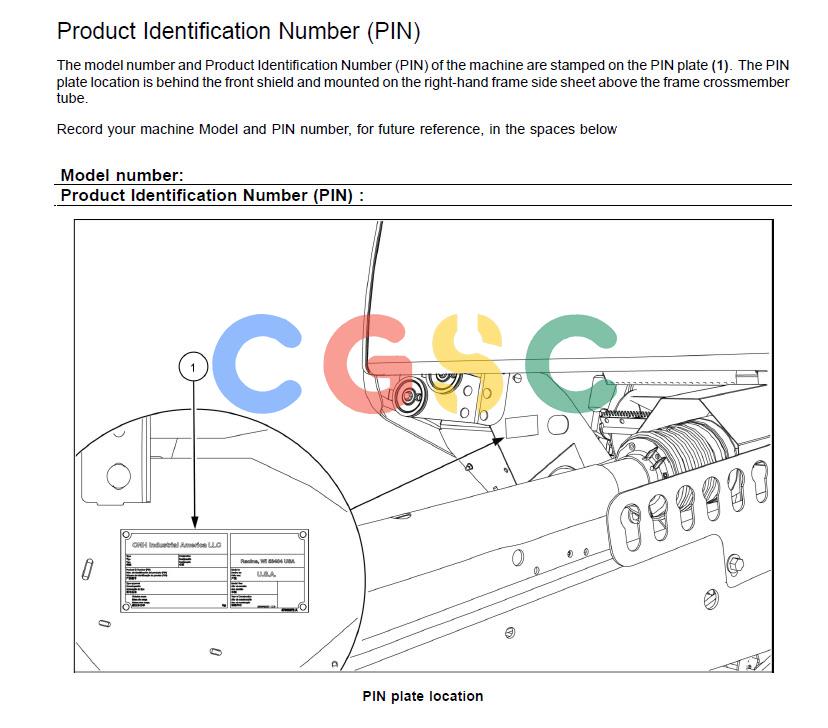 凯斯零件查询(RB465) - CASE IH ROUND BALER - NORTH AMERICA (5/14-12/15) (00.100.03) - LOCATION OF SERIAL AND PRODUCT IDENTIFICATION NUMBERS Case Agriculture