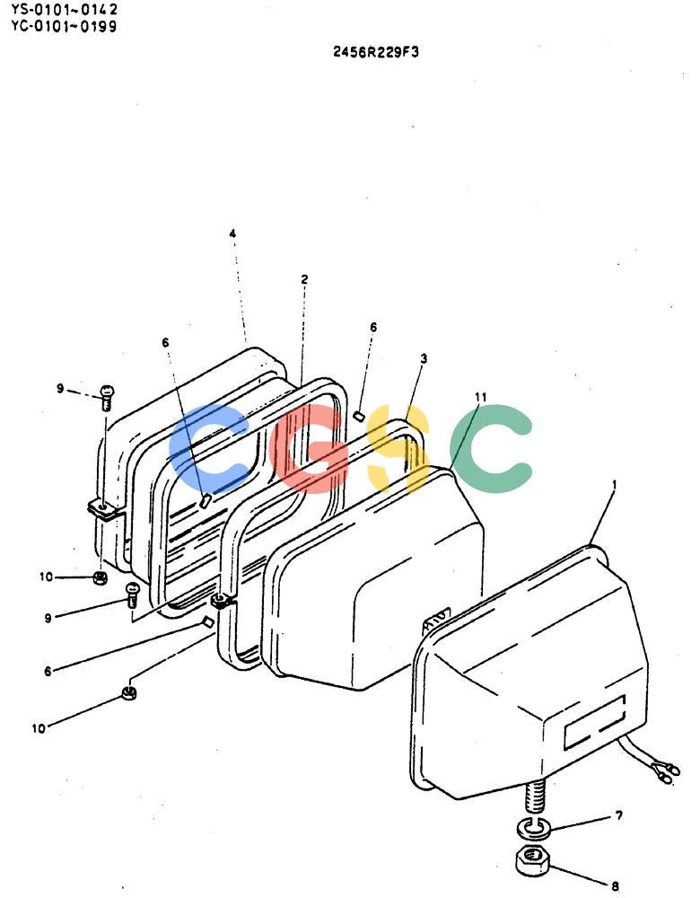 神钢零件查询(MD400LC) - EXCAVATOR BTW YS0101 - YS0200 (1/80-12/06) (05-015) - LIGHT ASSY, HEAD/ P.N. 2456R229F3 Kobelco