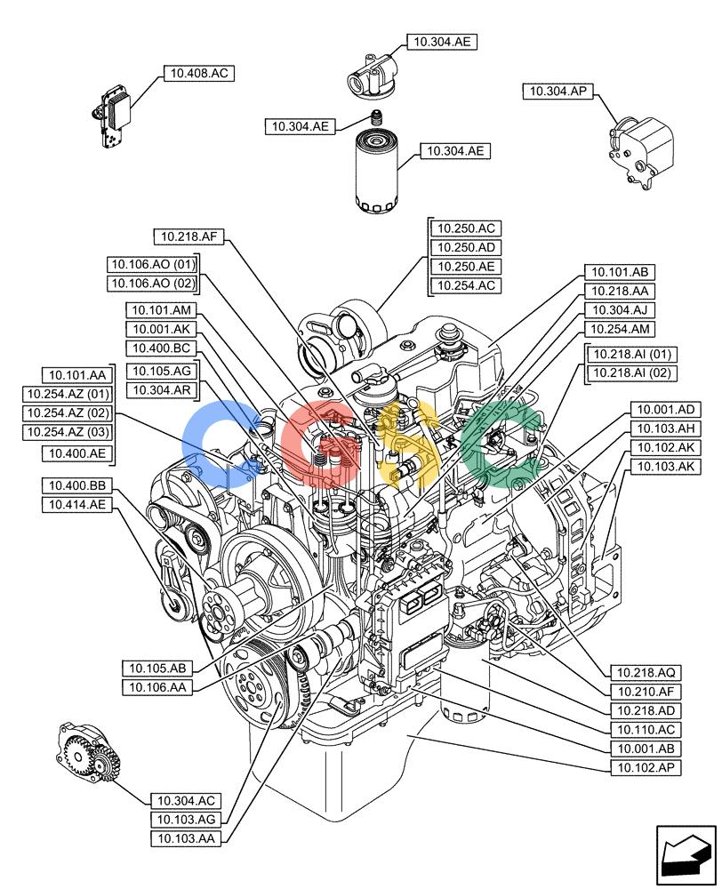 神钢零件查询(F4HFE413N B006) - ENGINE 5801930360 47735885 521F T4B NA (1/12-) (00.000.10) - PICTORIAL INDEX - ENGINE Kobelco