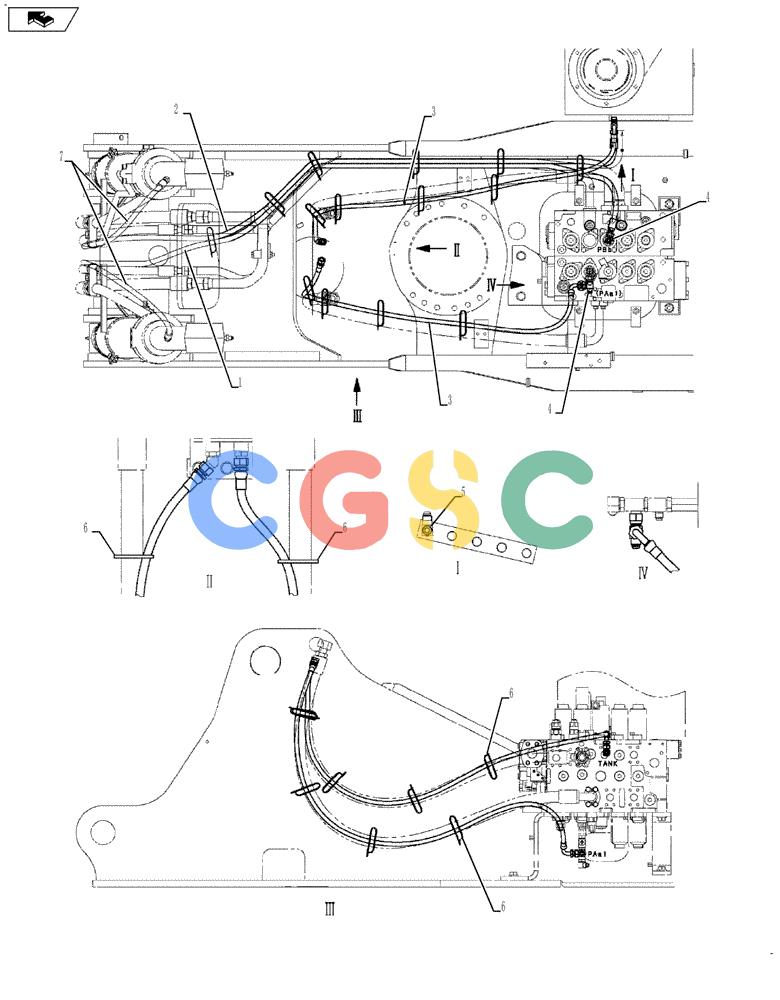 纽荷兰零件查询(E215B) - CRAWLER EXCAVATOR - TIER 3 (ROPS CAB) ASN NBDA21800 (6/13-) (01-033[00]) - CONTROL LINES, VALVE (SAFETY) New Holland Constructuion