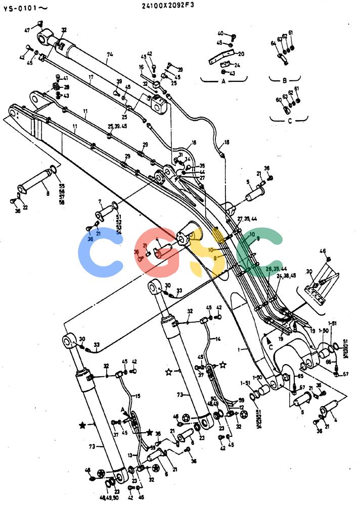 神钢零件查询(MD400LC) - EXCAVATOR BTW YS0101 - YS0200 (1/80-12/06) (07-001) - BOOM ASSY, 23'-1" Kobelco