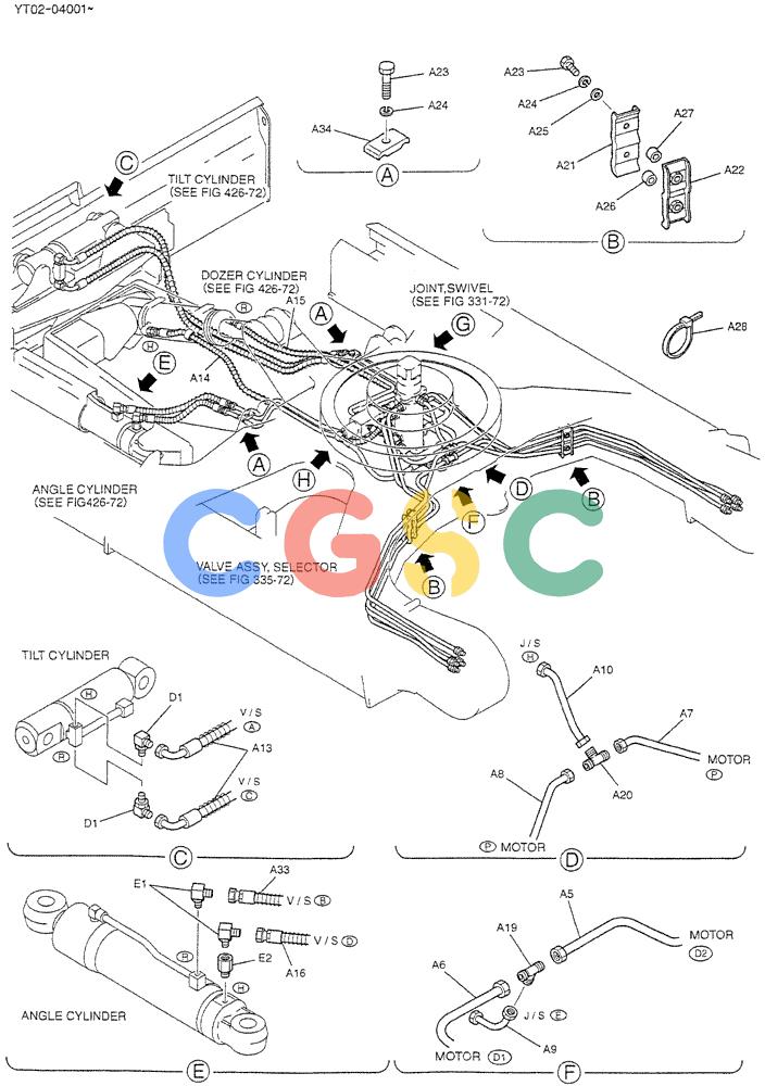 神钢零件查询(DOZER) - ATTACHMENT - SK70SR-1E EXCAVATORS ASN YT02-04001 (1/04-12/04) (02-006[01]) - HYD LINES, LOW (PTPA DOZER) Kobelco