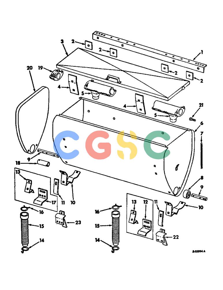 凯斯零件查询(DRY) - FERTILIZER UNIT (4-ROW) - 1966 (1/66-12/88) (A-076) - DRY FERTILIZERS, METAL HOPPER, HOSES AND SUPPORTS Case Agriculture