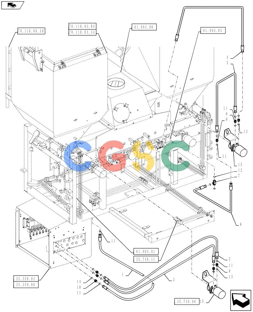 凯斯零件查询(810) - FLEX-AIR APPLICATOR - 2012 (2/12-) (35.748.08) - DOUBLE BIN HOSE AND FITTINGS Case Agriculture