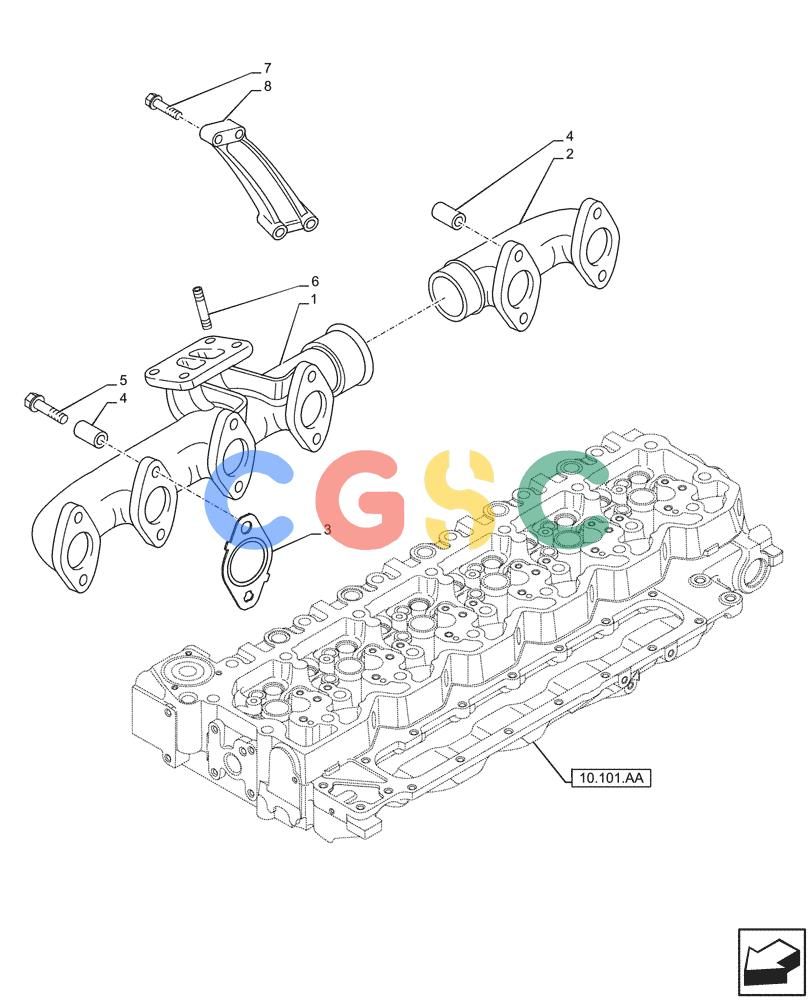 神钢零件查询(F4HFE613F B004) - ENGINE - 5801743984 - 47524029 (7/14-) (10.254.AC) - EXHAUST MANIFOLD Kobelco