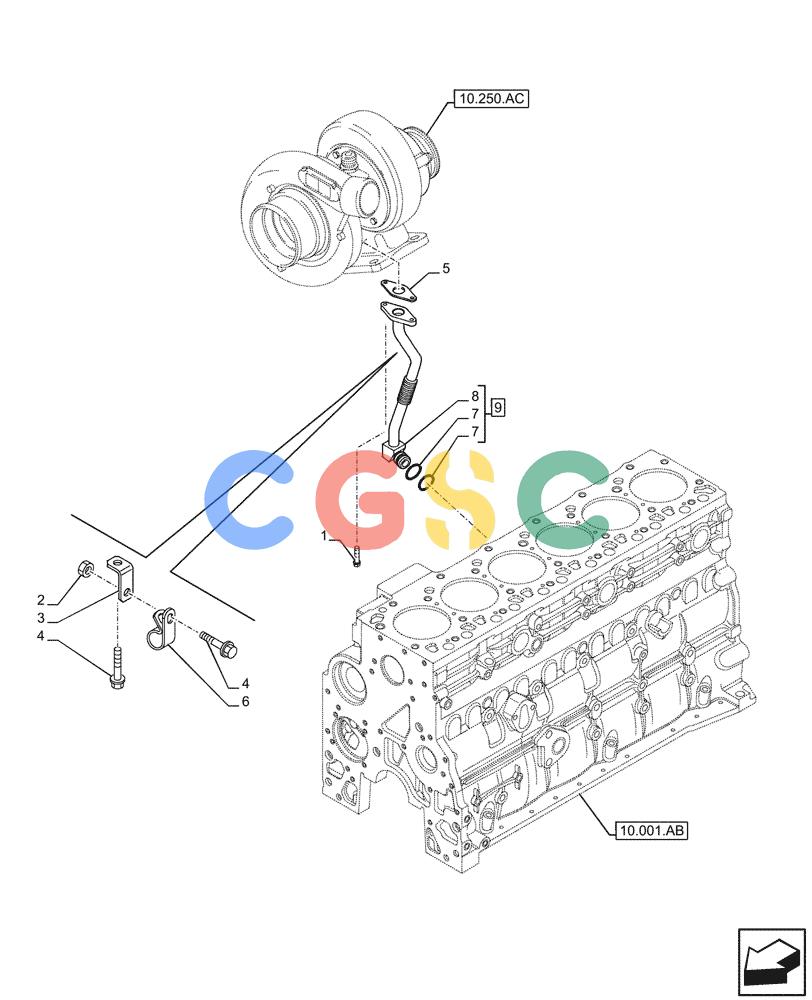 神钢零件查询(F4HFE613F B004) - ENGINE - 5801743984 - 47524029 (7/14-) (10.250.AE) - TURBOCHARGER, RETURN, LINE Kobelco