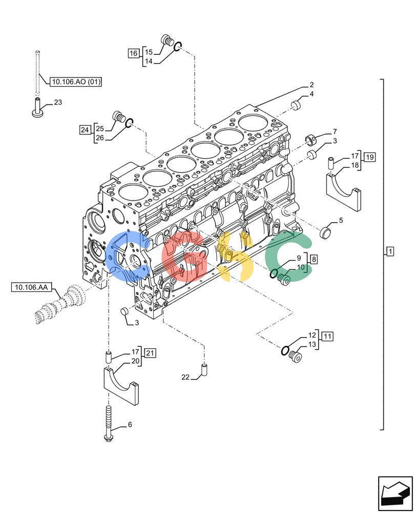 神钢零件查询(F4HFE613F B004) - ENGINE - 5801743984 - 47524029 (7/14-) (10.001.AB[01]) - CRANKCASE Kobelco