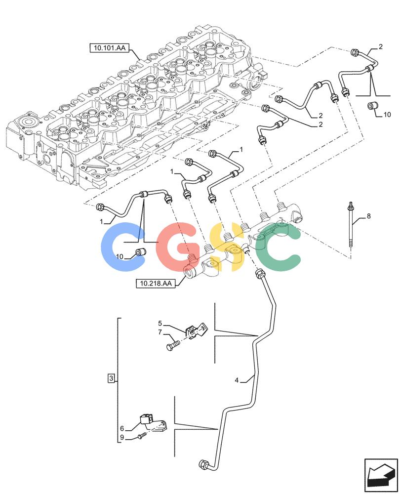 神钢零件查询(F4HFE613F B004) - ENGINE - 5801743984 - 47524029 (7/14-) (10.218.AI[01]) - INJECTOR FUEL LINES Kobelco