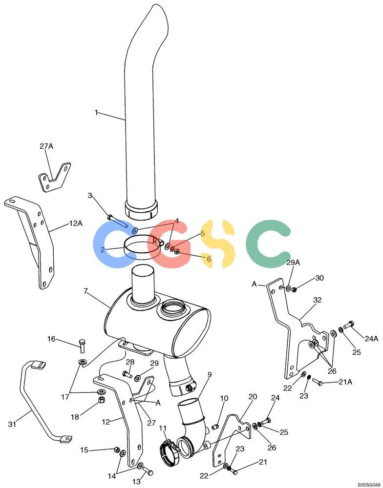 纽荷兰零件查询(DC85) - CRAWLER DOZER (8/04-) (02-08) - MUFFLER - EXHAUST SYSTEM New Holland Constructuion