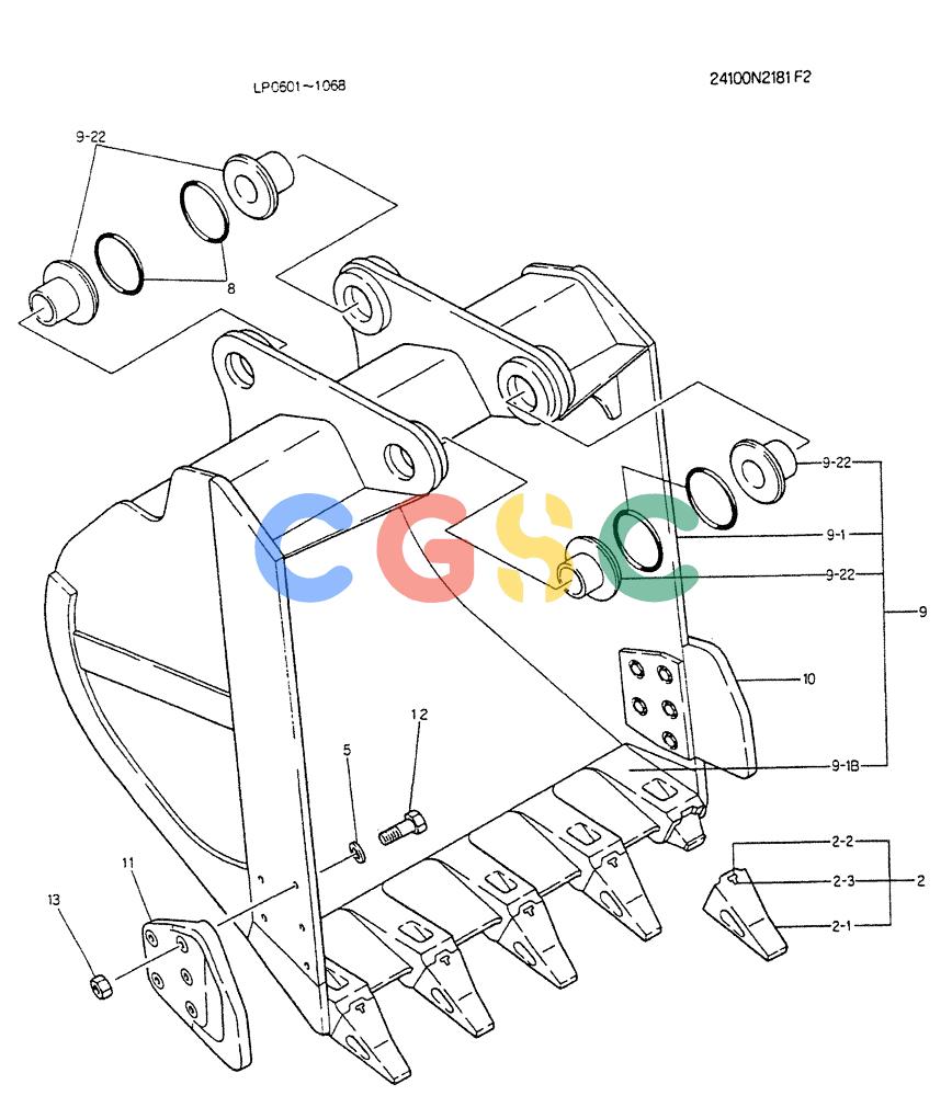神钢零件查询(K905LC) - EXCAVATOR BTW YP0115 - YP0301 (1/85-12/03) (07-014) - BUCKET ASSY, H.D. Kobelco