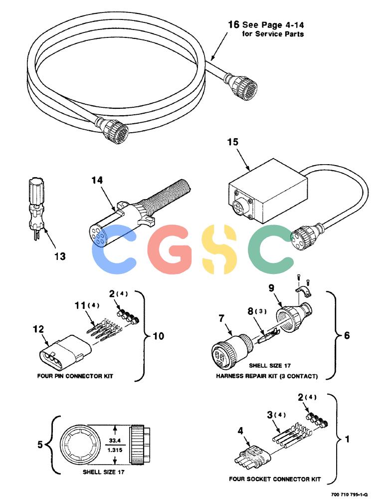 凯斯零件查询(8465) - CASE IH AUTO ROUND BALER (1/91-12/97) (4-16) - ELECTRICAL HARNESS SERVICE PARTS, CONTINUED Case Agriculture