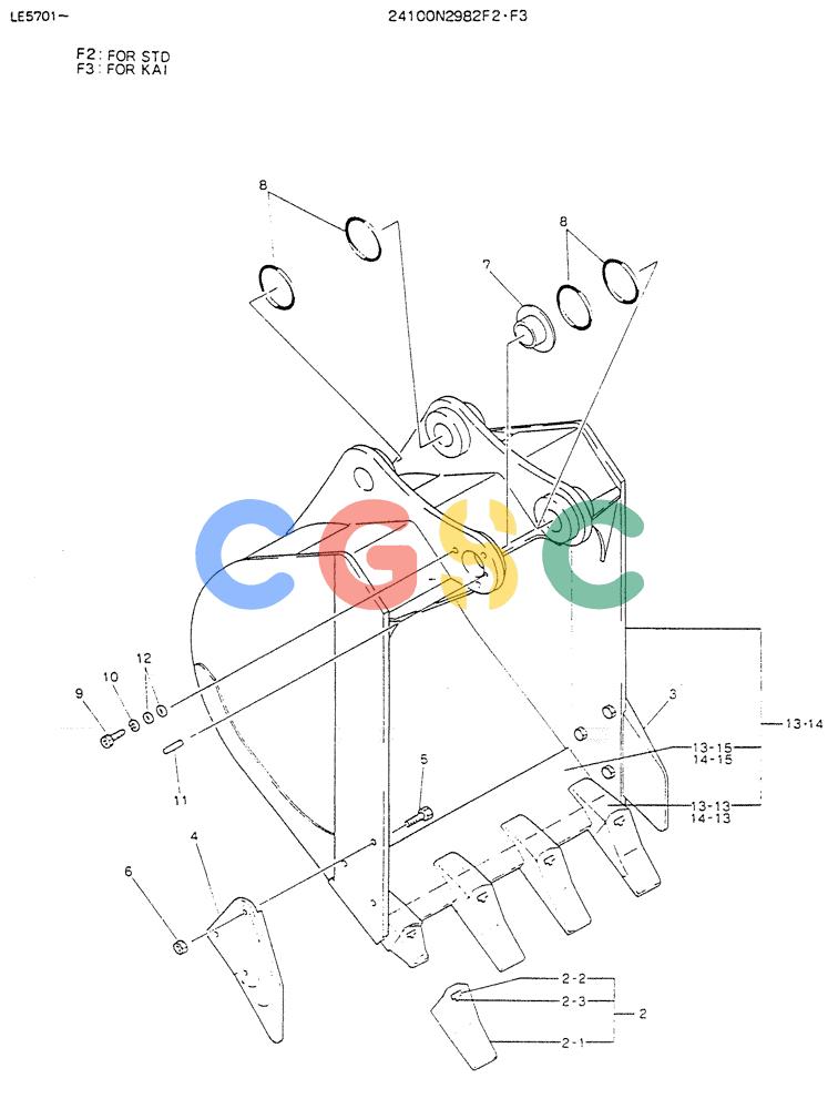 神钢零件查询(K903) - MARK II EXCAVATOR BTW LE6601 - LE7871 (1/88-12/03) (07-003) - BUCKET ASSY, 0.3M3 Kobelco