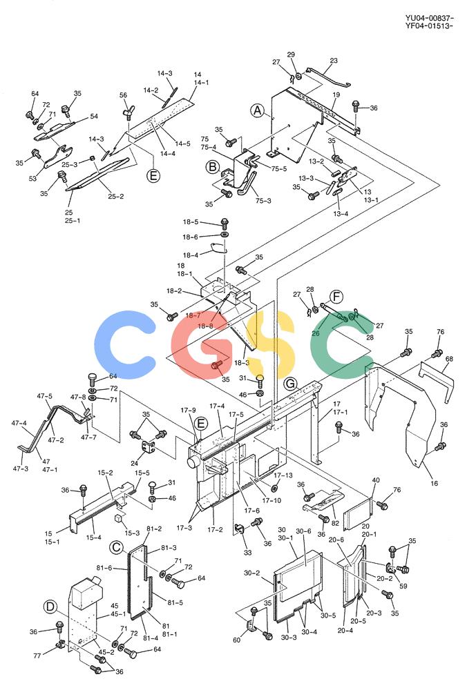 纽荷兰零件查询(E235SRLC) - CRAWLER EXCAVATOR BTW YU04-00837 - YU04-01417 (01-043[02]) - GUARD INSTAL, P/N YF21C00003F1 New Holland Constructuion