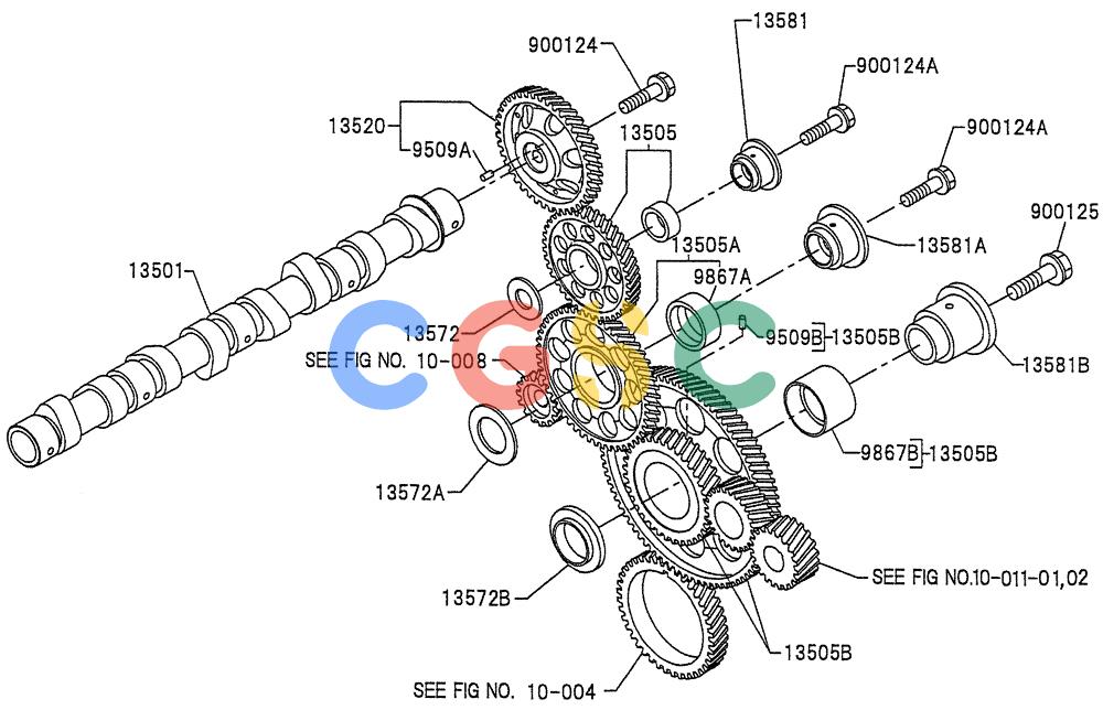 纽荷兰零件查询(E235BSRNLC) - CRAWLER EXCAVATOR ASN YU05-02001 (10-005) - CAMSHAFT AND IDLE GEAR New Holland Constructuion