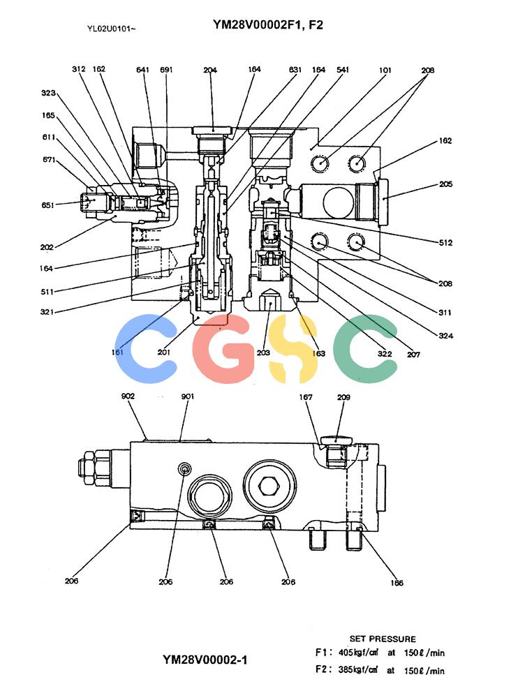 神钢零件查询(ED190LC) - BLADE RUNNER EXCAVATOR/DOZER BTW YL02U0101 - YL03U0135 (1/02-12/06) (06-021) - VALVE ASSY, HOLDING, P/N YM28V00002F1 Kobelco